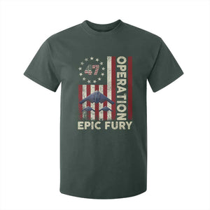 Operation Epic Fury T Shirt For Kid Military Tactical Warfare Stealth Jet American Flag TS11 Dark Forest Green Print Your Wear