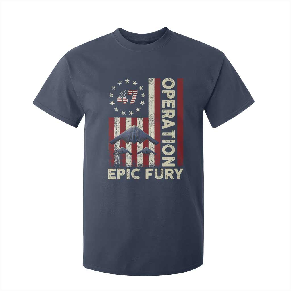 Operation Epic Fury T Shirt For Kid Military Tactical Warfare Stealth Jet American Flag TS11 Navy Print Your Wear