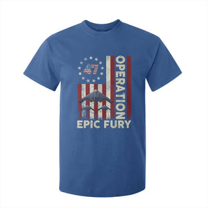 Operation Epic Fury T Shirt For Kid Military Tactical Warfare Stealth Jet American Flag TS11 Royal Blue Print Your Wear