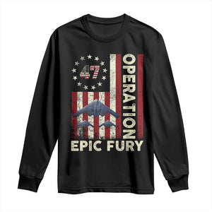 Operation Epic Fury Long Sleeve Shirt Military Tactical Warfare Stealth Jet American Flag TS11 Black Print Your Wear