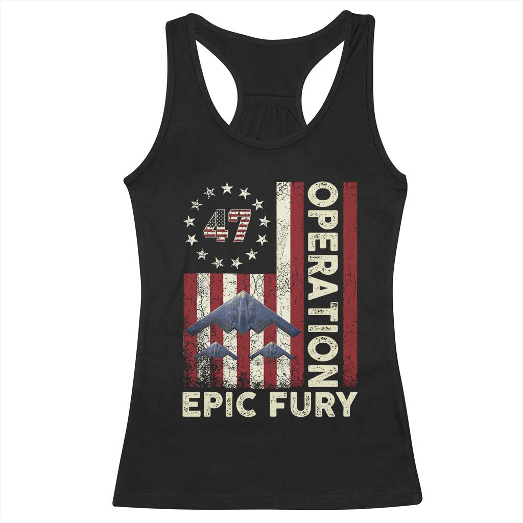 Operation Epic Fury Racerback Tank Top Military Tactical Warfare Stealth Jet American Flag TS11 Black Print Your Wear