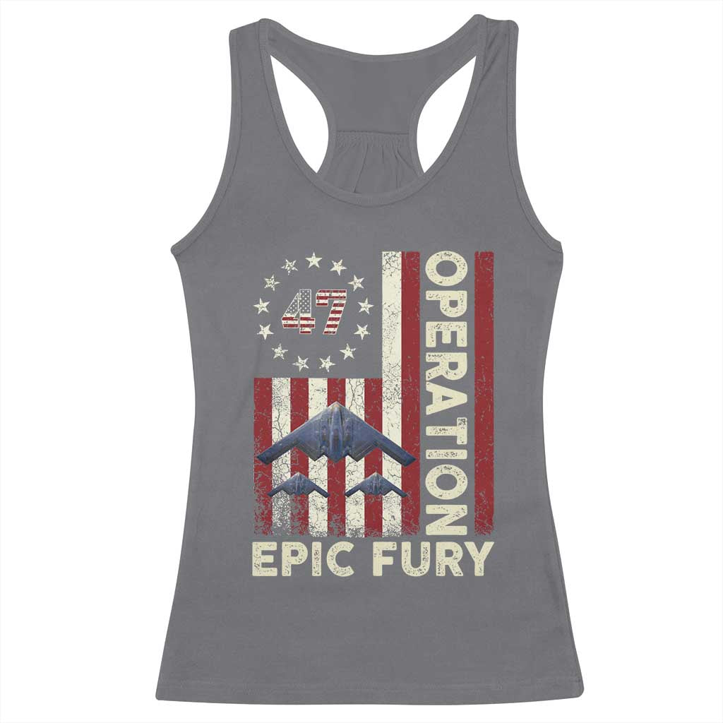 Operation Epic Fury Racerback Tank Top Military Tactical Warfare Stealth Jet American Flag TS11 Charcoal Print Your Wear