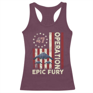 Operation Epic Fury Racerback Tank Top Military Tactical Warfare Stealth Jet American Flag TS11 Maroon Print Your Wear