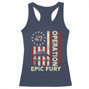 Operation Epic Fury Racerback Tank Top Military Tactical Warfare Stealth Jet American Flag TS11 Navy Print Your Wear