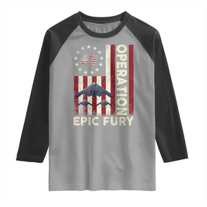Operation Epic Fury Raglan Shirt Military Tactical Warfare Stealth Jet American Flag TS11 Sport Gray Black Print Your Wear