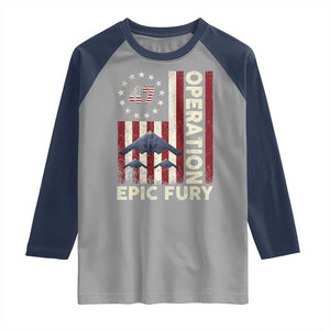 Operation Epic Fury Raglan Shirt Military Tactical Warfare Stealth Jet American Flag TS11 Sport Gray Navy Print Your Wear