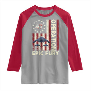 Operation Epic Fury Raglan Shirt Military Tactical Warfare Stealth Jet American Flag TS11 Sport Gray Red Print Your Wear