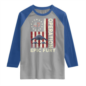 Operation Epic Fury Raglan Shirt Military Tactical Warfare Stealth Jet American Flag TS11 Sport Gray Royal Print Your Wear
