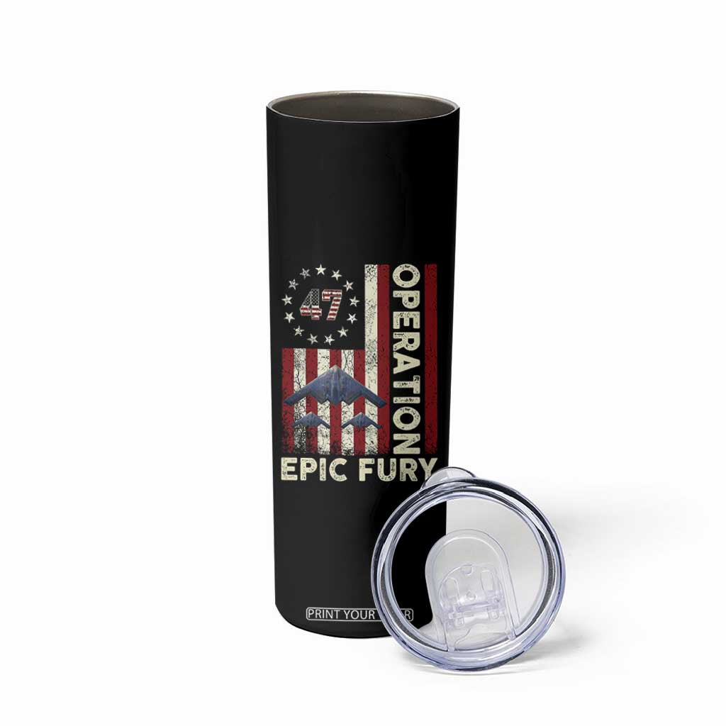 Operation Epic Fury Skinny Tumbler Military Tactical Warfare Stealth Jet American Flag TS11 Print Your Wear