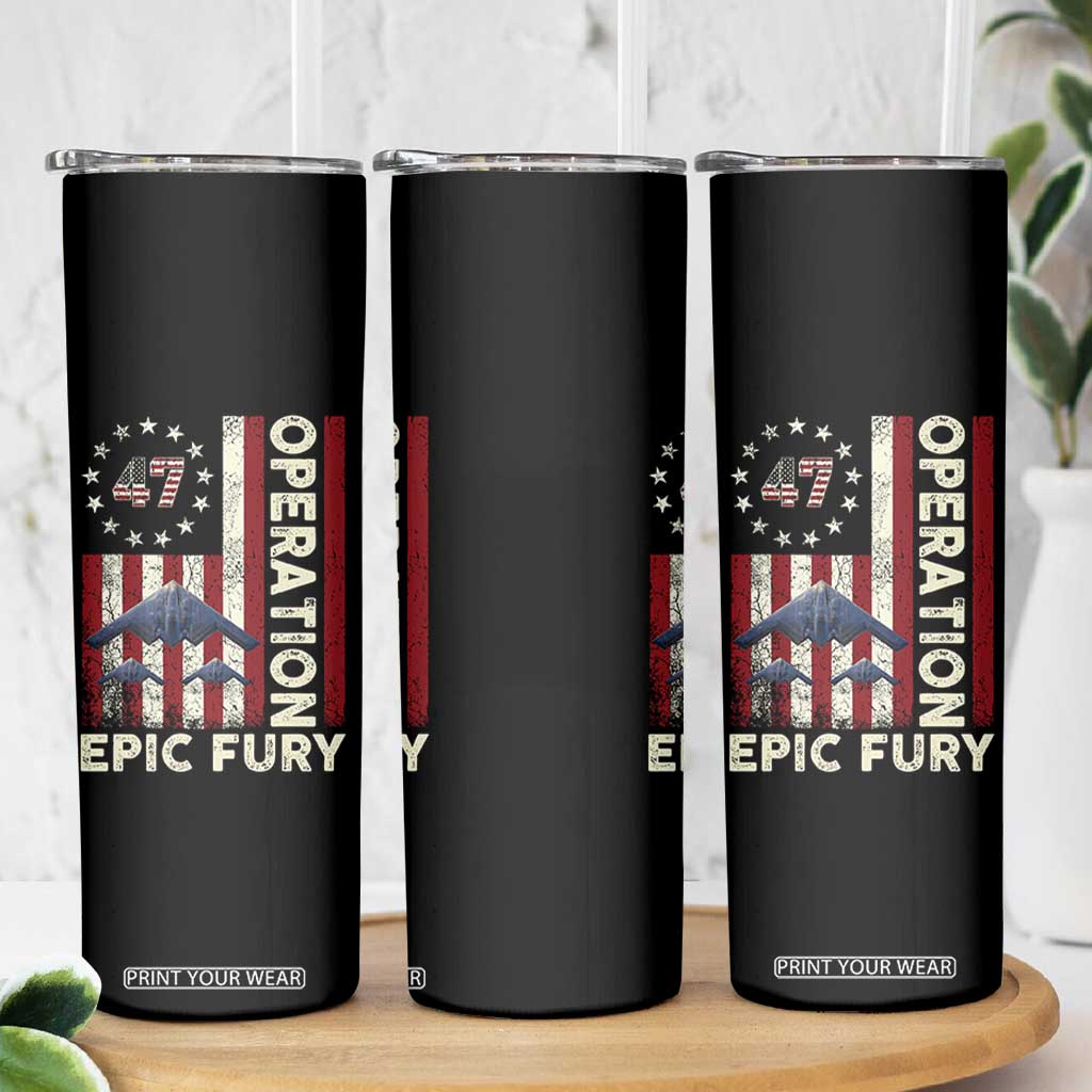 Operation Epic Fury Skinny Tumbler Military Tactical Warfare Stealth Jet American Flag TS11 Print Your Wear