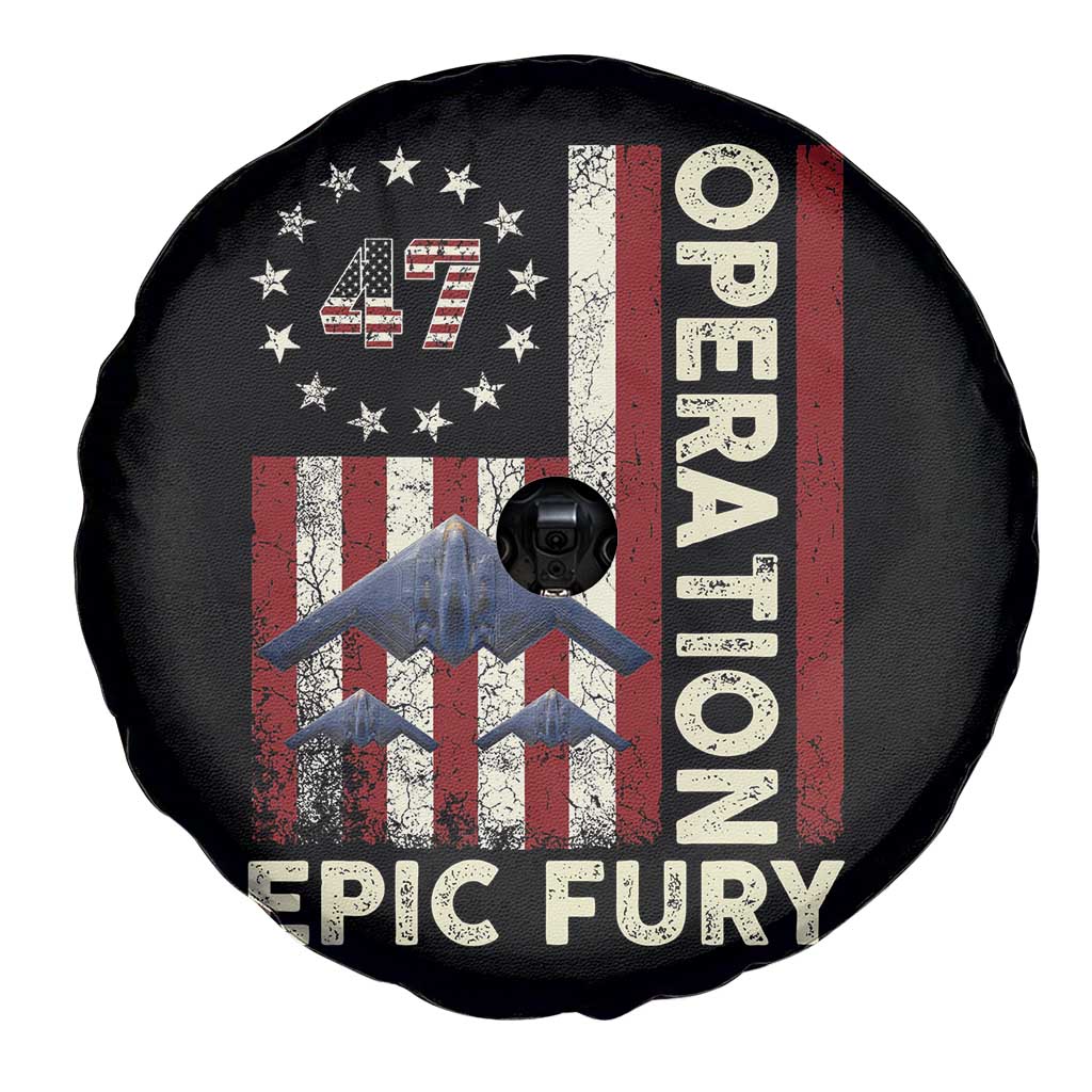Operation Epic Fury Spare Tire Cover Military Tactical Warfare Stealth Jet American Flag TS11 Print Your Wear