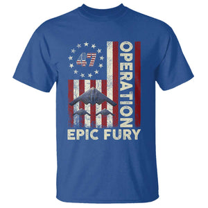 Operation Epic Fury T Shirt Military Tactical Warfare Stealth Jet American Flag TS11 Royal Blue Print Your Wear