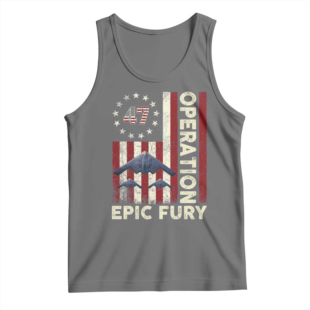 Operation Epic Fury Tank Top Military Tactical Warfare Stealth Jet American Flag TS11 Black Heather Print Your Wear