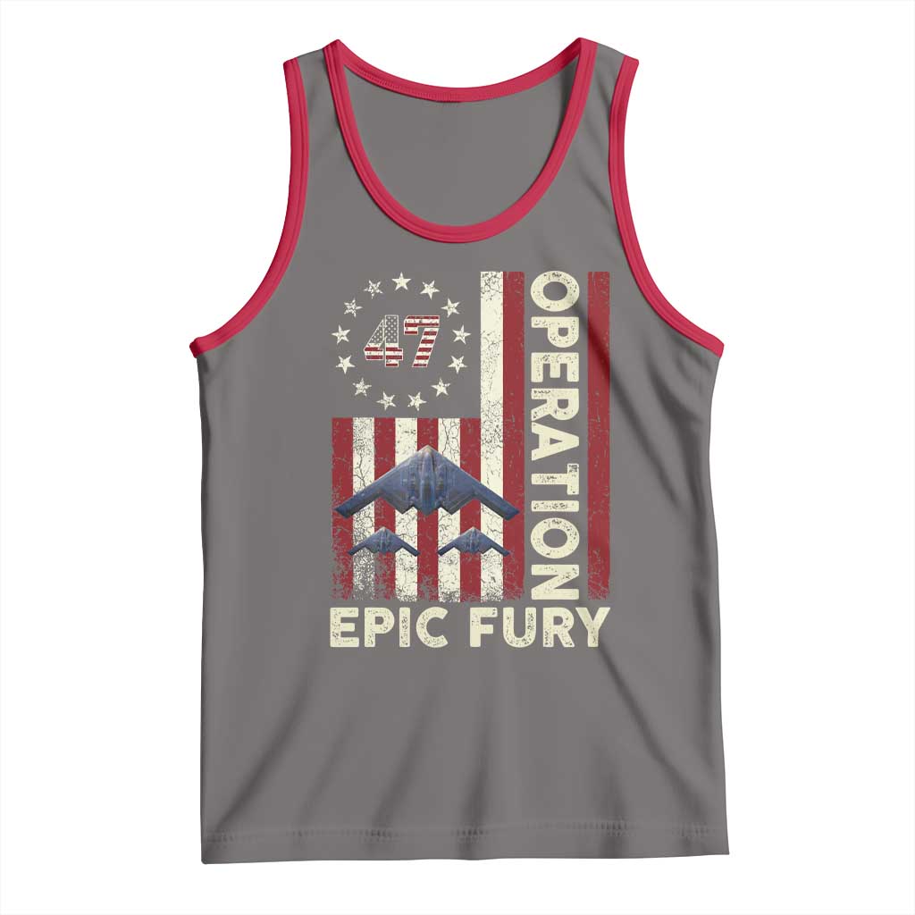 Operation Epic Fury Tank Top Military Tactical Warfare Stealth Jet American Flag TS11 Deep Heather Red Print Your Wear