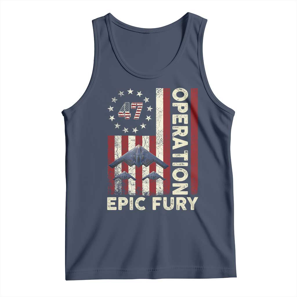 Operation Epic Fury Tank Top Military Tactical Warfare Stealth Jet American Flag TS11 Navy Print Your Wear