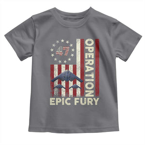 Operation Epic Fury Toddler T Shirt Military Tactical Warfare Stealth Jet American Flag TS11 Charcoal Print Your Wear