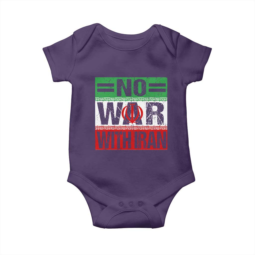 No War With Iran Baby Onesie Freedom For Iranians Vintage Iran Flag TS11 Purple Print Your Wear