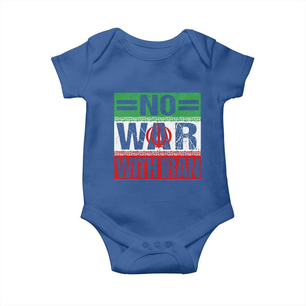 No War With Iran Baby Onesie Freedom For Iranians Vintage Iran Flag TS11 Royal Blue Print Your Wear