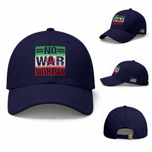 No War With Iran Baseball Cap Freedom For Iranians Vintage Iran Flag TS11 Baseball Cap Universal Fit Dark Blue Print Your Wear