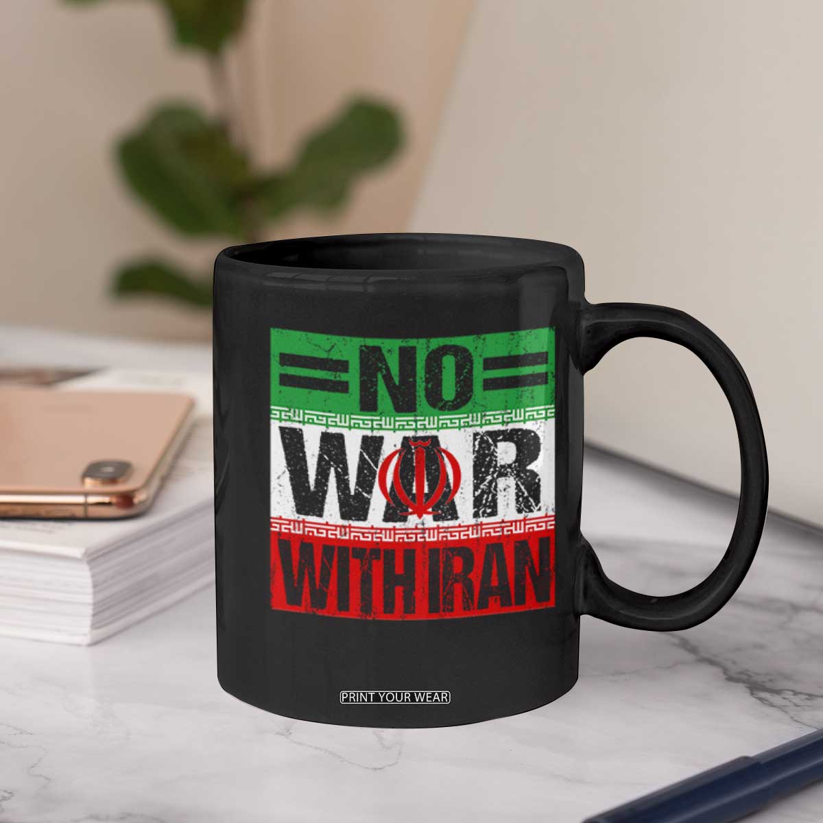 No War With Iran Coffee Mug Freedom For Iranians Vintage Iran Flag TS11 Print Your Wear