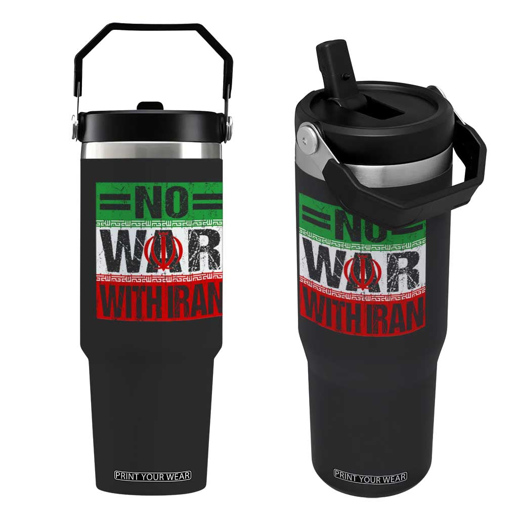 No War With Iran Flip Straw Tumbler Freedom For Iranians Vintage Iran Flag TS11 One Size: 30 oz Black Print Your Wear