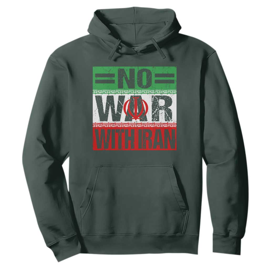 No War With Iran Hoodie Freedom For Iranians Vintage Iran Flag TS11 Dark Forest Green Print Your Wear