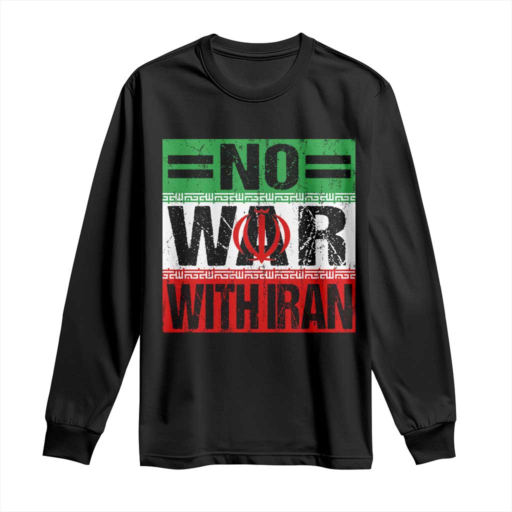 No War With Iran Long Sleeve Shirt Freedom For Iranians Vintage Iran Flag TS11 Black Print Your Wear