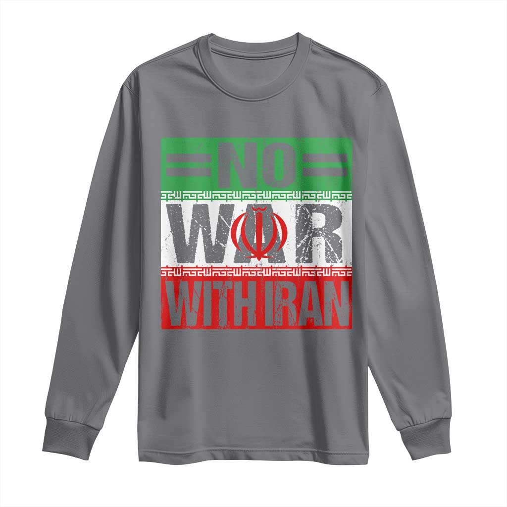 No War With Iran Long Sleeve Shirt Freedom For Iranians Vintage Iran Flag TS11 Charcoal Print Your Wear