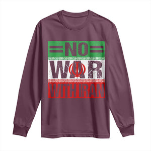 No War With Iran Long Sleeve Shirt Freedom For Iranians Vintage Iran Flag TS11 Maroon Print Your Wear