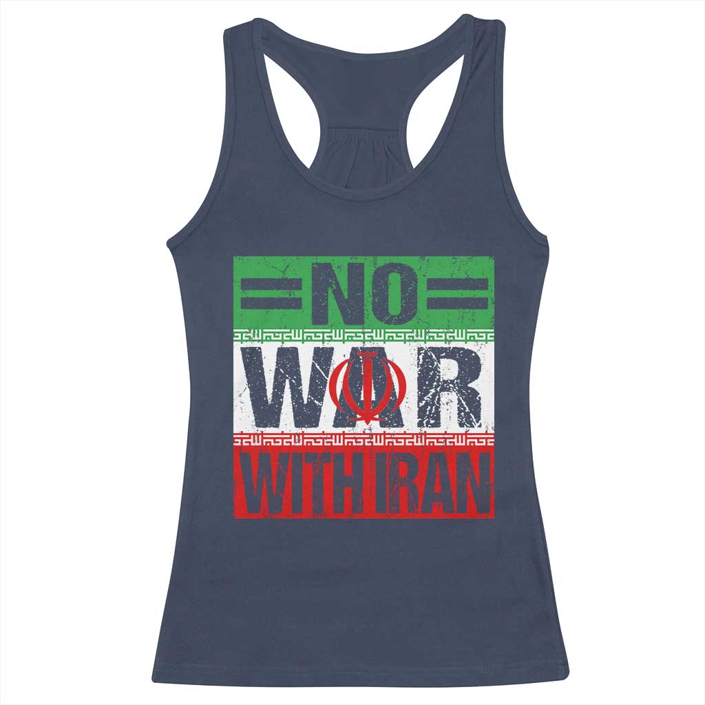 No War With Iran Racerback Tank Top Freedom For Iranians Vintage Iran Flag TS11 Navy Print Your Wear