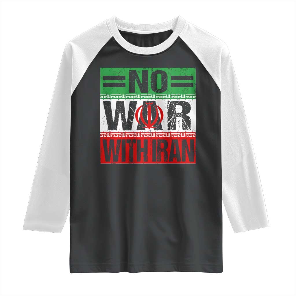 No War With Iran Raglan Shirt Freedom For Iranians Vintage Iran Flag TS11 Black White Print Your Wear