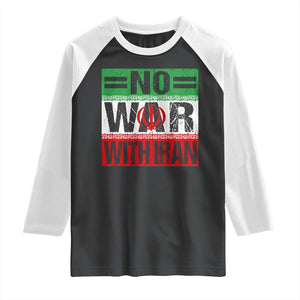 No War With Iran Raglan Shirt Freedom For Iranians Vintage Iran Flag TS11 Black White Print Your Wear