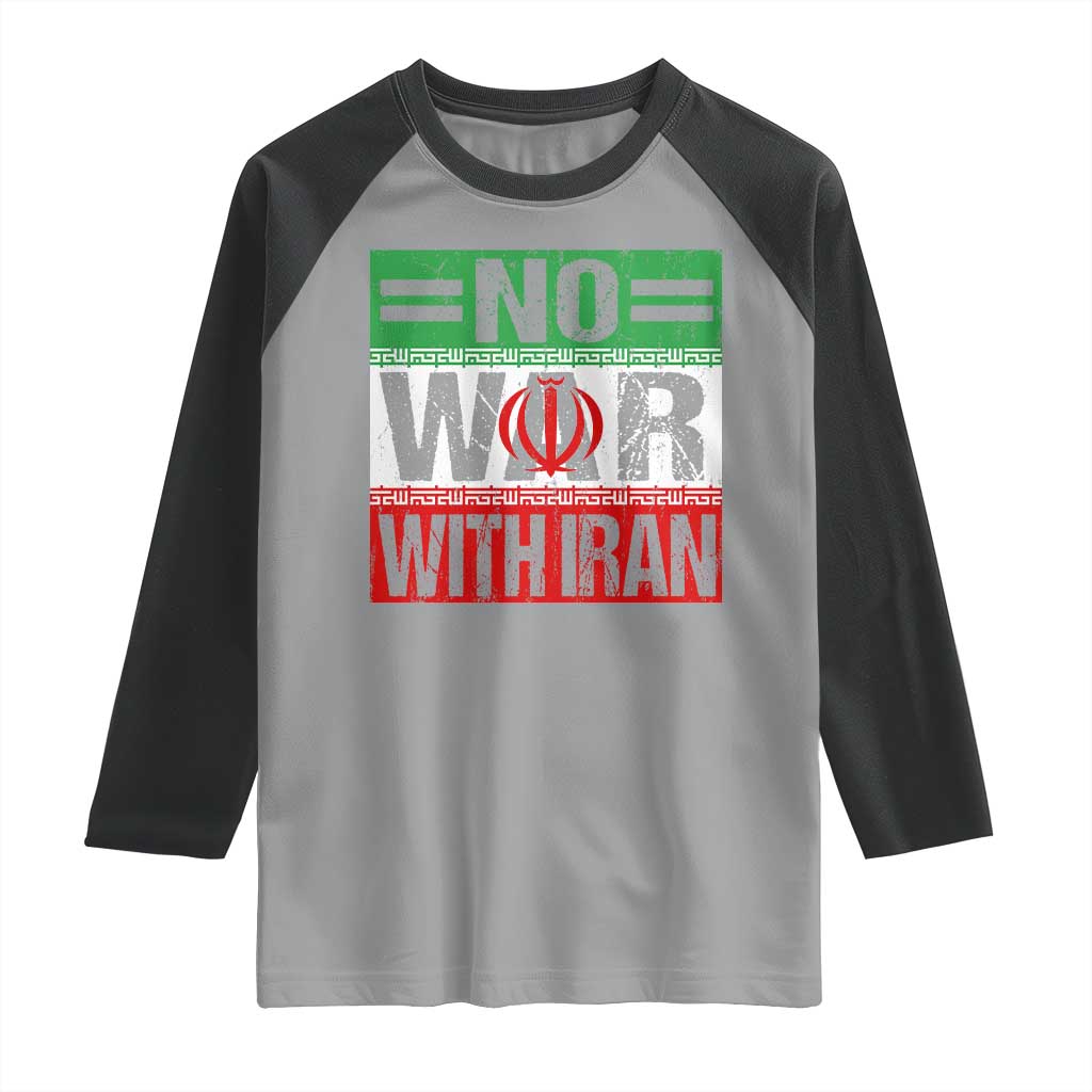 No War With Iran Raglan Shirt Freedom For Iranians Vintage Iran Flag TS11 Sport Gray Black Print Your Wear