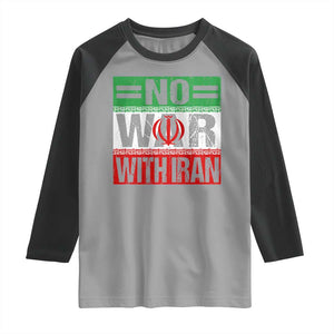 No War With Iran Raglan Shirt Freedom For Iranians Vintage Iran Flag TS11 Sport Gray Black Print Your Wear