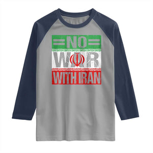 No War With Iran Raglan Shirt Freedom For Iranians Vintage Iran Flag TS11 Sport Gray Navy Print Your Wear