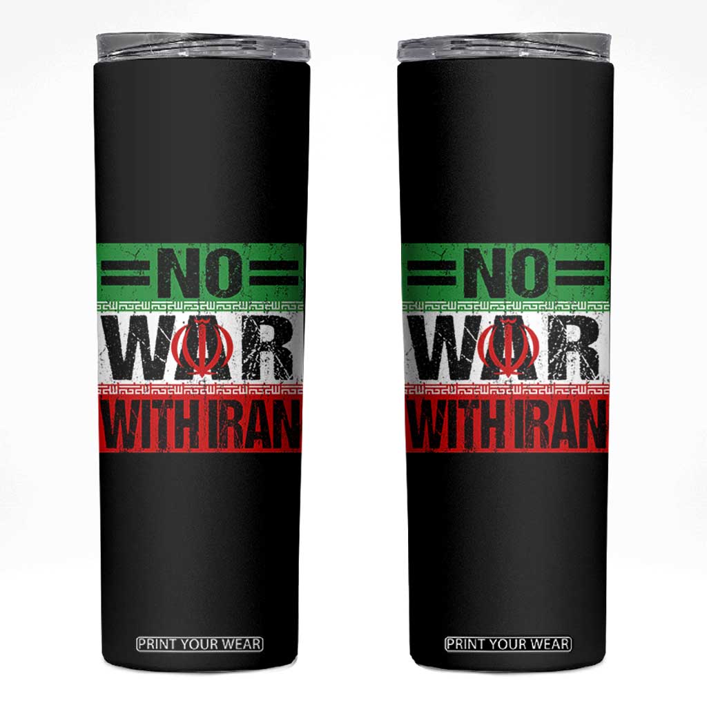 No War With Iran Skinny Tumbler Freedom For Iranians Vintage Iran Flag TS11 Black Print Your Wear