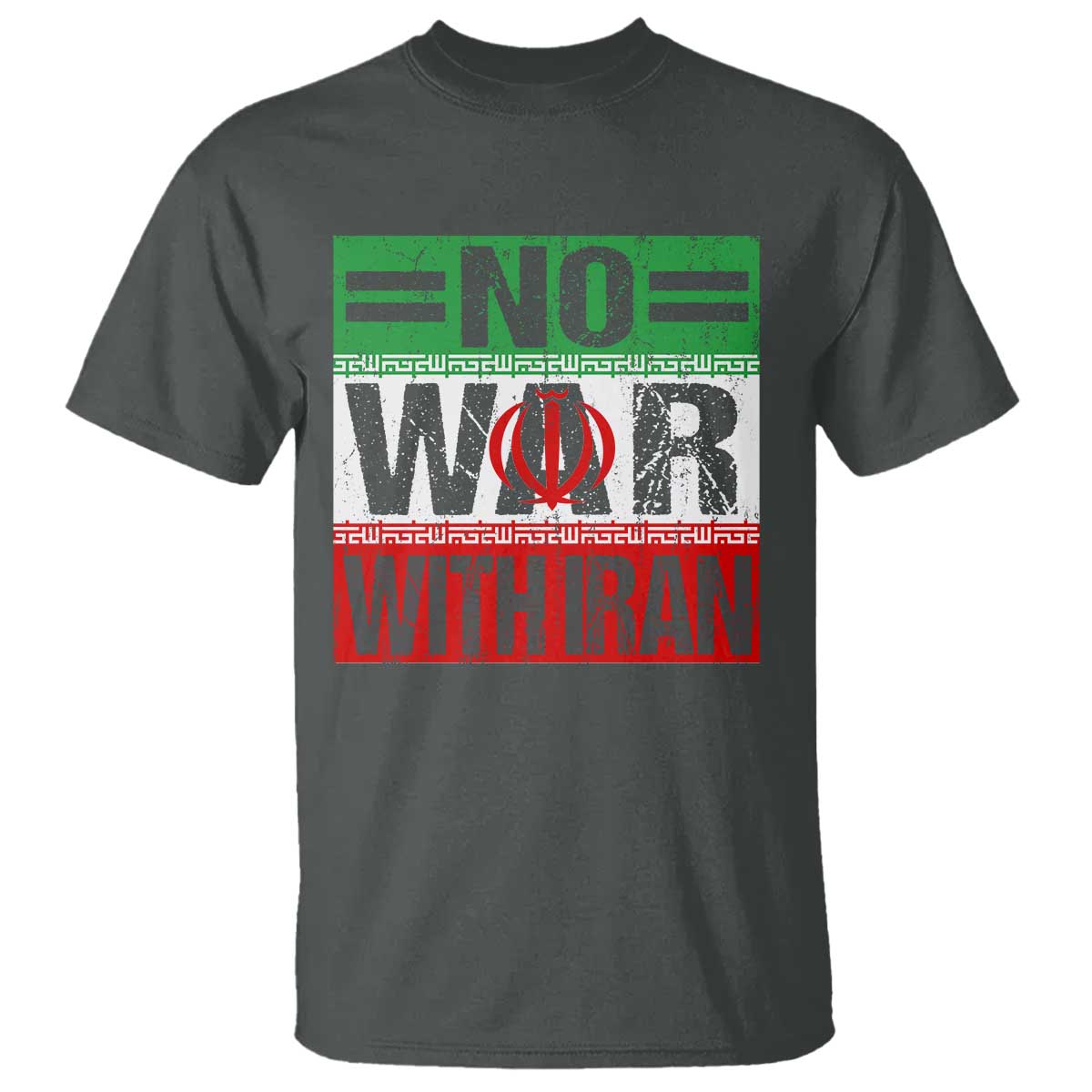 No War With Iran T Shirt Freedom For Iranians Vintage Iran Flag TS11 Dark Heather Print Your Wear