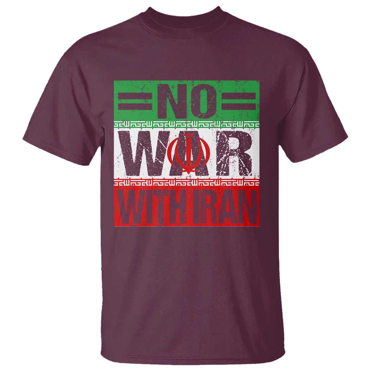 No War With Iran T Shirt Freedom For Iranians Vintage Iran Flag TS11 Maroon Print Your Wear