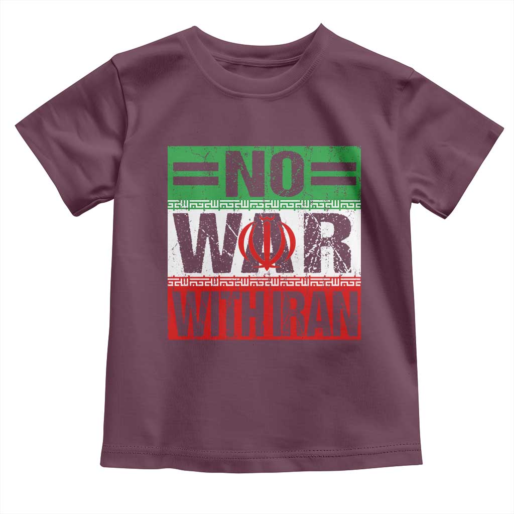No War With Iran Toddler T Shirt Freedom For Iranians Vintage Iran Flag TS11 Maroon Print Your Wear