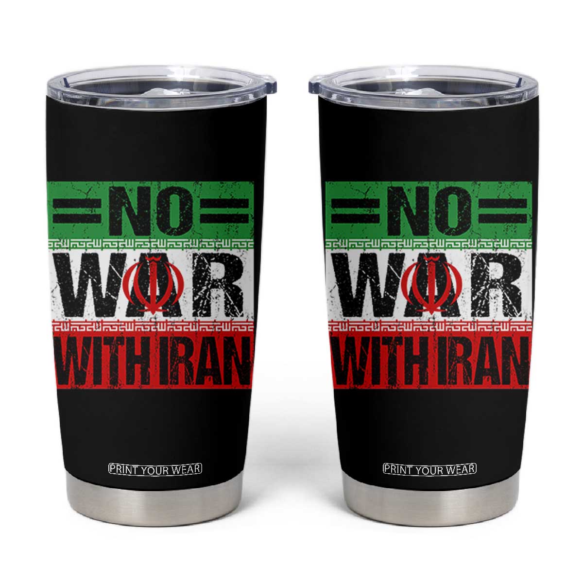 No War With Iran Tumbler Cup Freedom For Iranians Vintage Iran Flag TS11 Black Print Your Wear