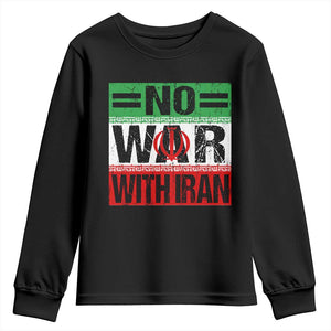 No War With Iran Youth Sweatshirt Freedom For Iranians Vintage Iran Flag TS11 Black Print Your Wear