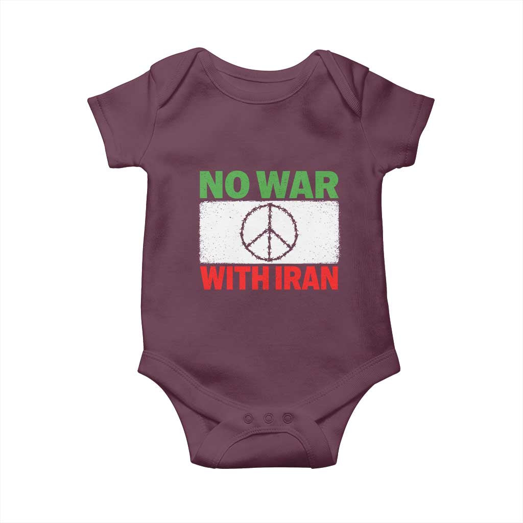 No War With Iran Baby Onesie Iranian People Support Barbed Wire Peace Sign TS11 Maroon Print Your Wear
