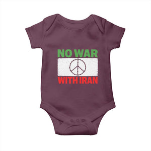 No War With Iran Baby Onesie Iranian People Support Barbed Wire Peace Sign TS11 Maroon Print Your Wear