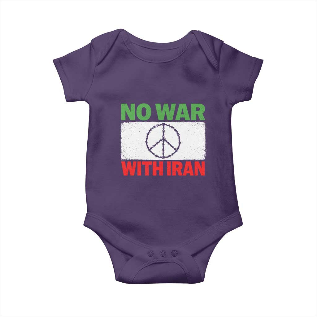 No War With Iran Baby Onesie Iranian People Support Barbed Wire Peace Sign TS11 Purple Print Your Wear