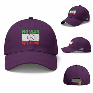 No War With Iran Baseball Cap Iranian People Support Barbed Wire Peace Sign TS11 Baseball Cap Universal Fit Purple Print Your Wear