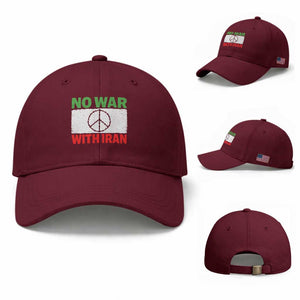 No War With Iran Baseball Cap Iranian People Support Barbed Wire Peace Sign TS11 Baseball Cap Universal Fit Maroon Print Your Wear
