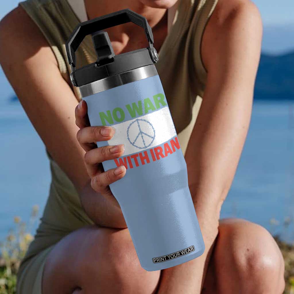 No War With Iran Flip Straw Tumbler Iranian People Support Barbed Wire Peace Sign TS11 One Size: 30 oz Light Blue Print Your Wear
