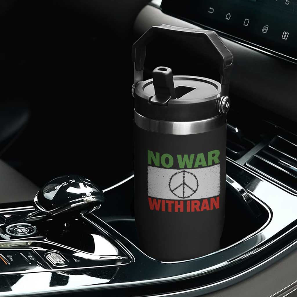 No War With Iran Flip Straw Tumbler Iranian People Support Barbed Wire Peace Sign TS11 Print Your Wear