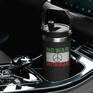 No War With Iran Flip Straw Tumbler Iranian People Support Barbed Wire Peace Sign TS11 Print Your Wear