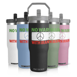 No War With Iran Flip Straw Tumbler Iranian People Support Barbed Wire Peace Sign TS11 Print Your Wear